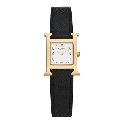Hermes Stainless Steel Epsom 21mm Heure H Hour Quartz Watch Noir 1 of 5