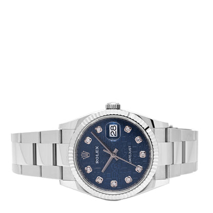 Rolex Stainless Steel 18K White Gold Diamond 36mm Oyster Perpetual Datejust Watch Blue Jubilee 126234 2 of 5