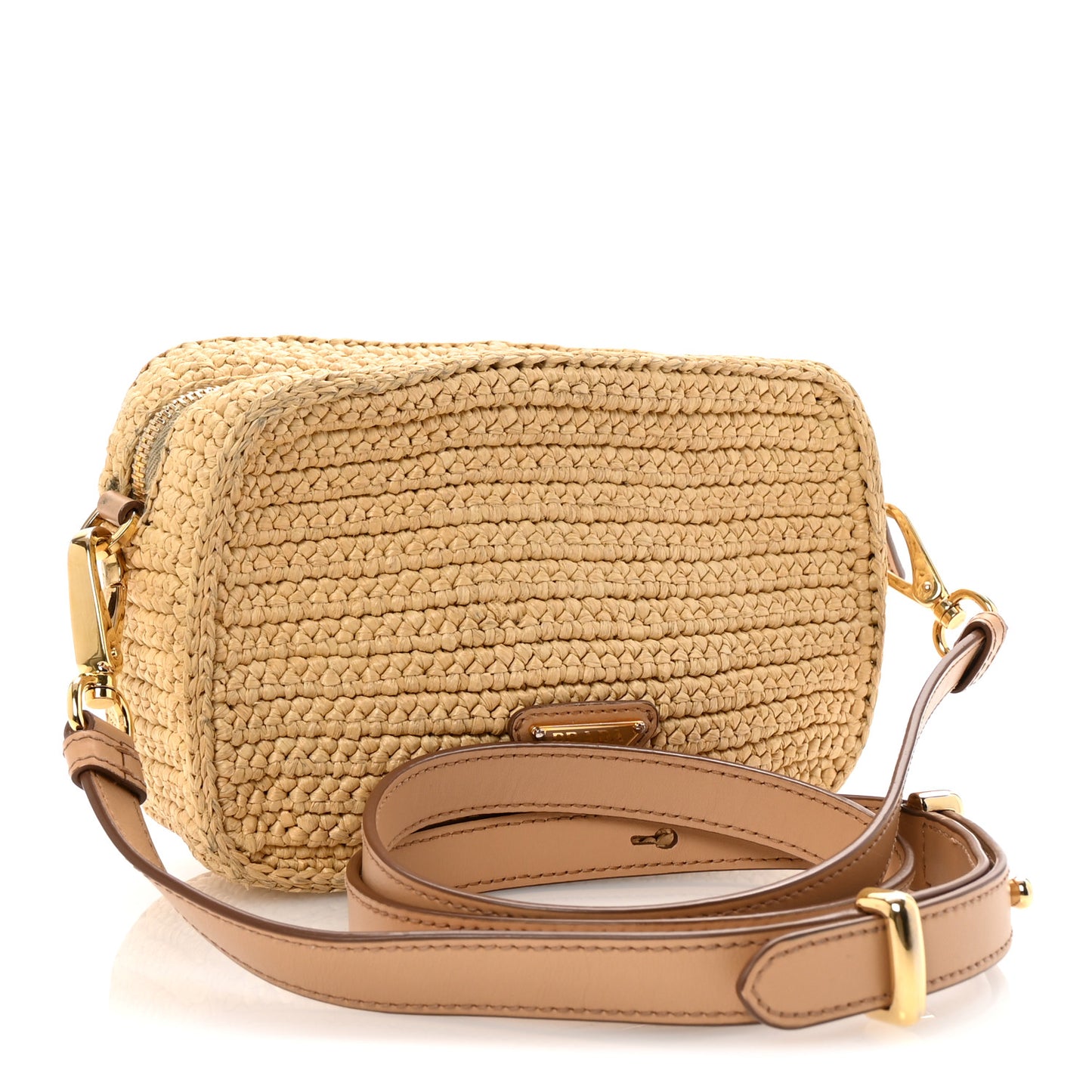 Yarn Raffia Effect Crochet Brique Crossbody Bag Natural