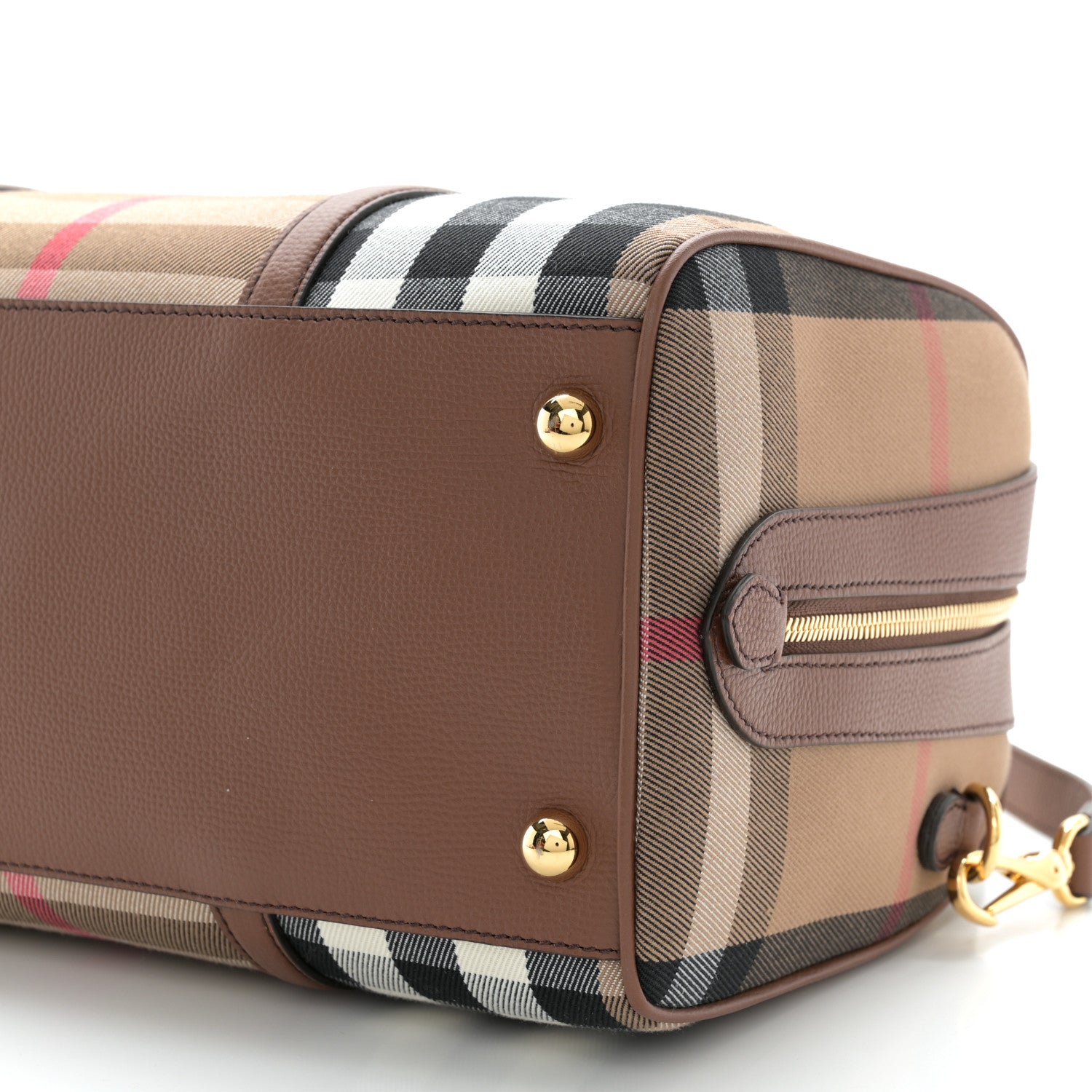 Burberry House Check Derby Calfskin Medium Alchester Bowling Bag Tan 11 of 12
