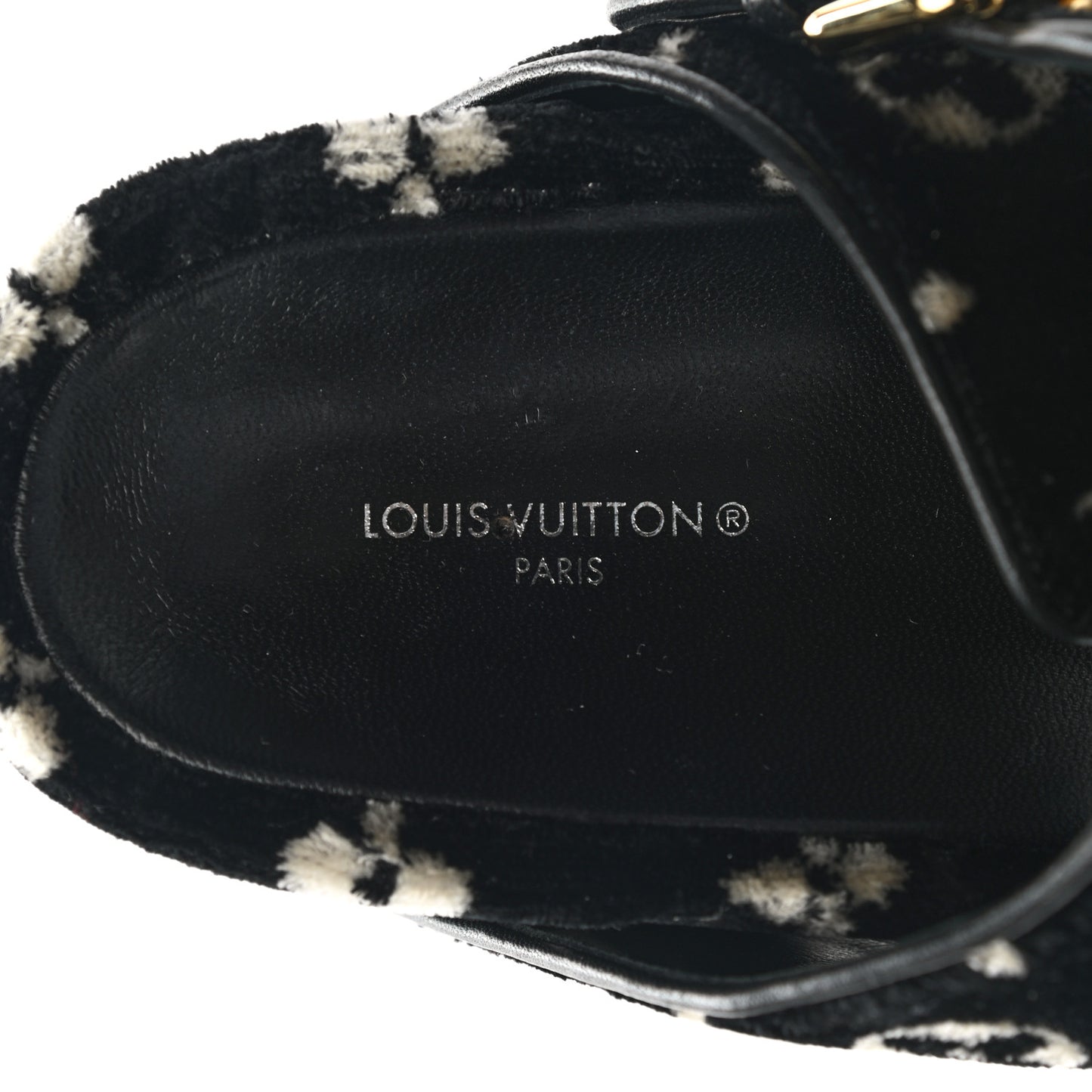Velvet Monogram Jumbo Flatform Mule Sandals 39 Black White