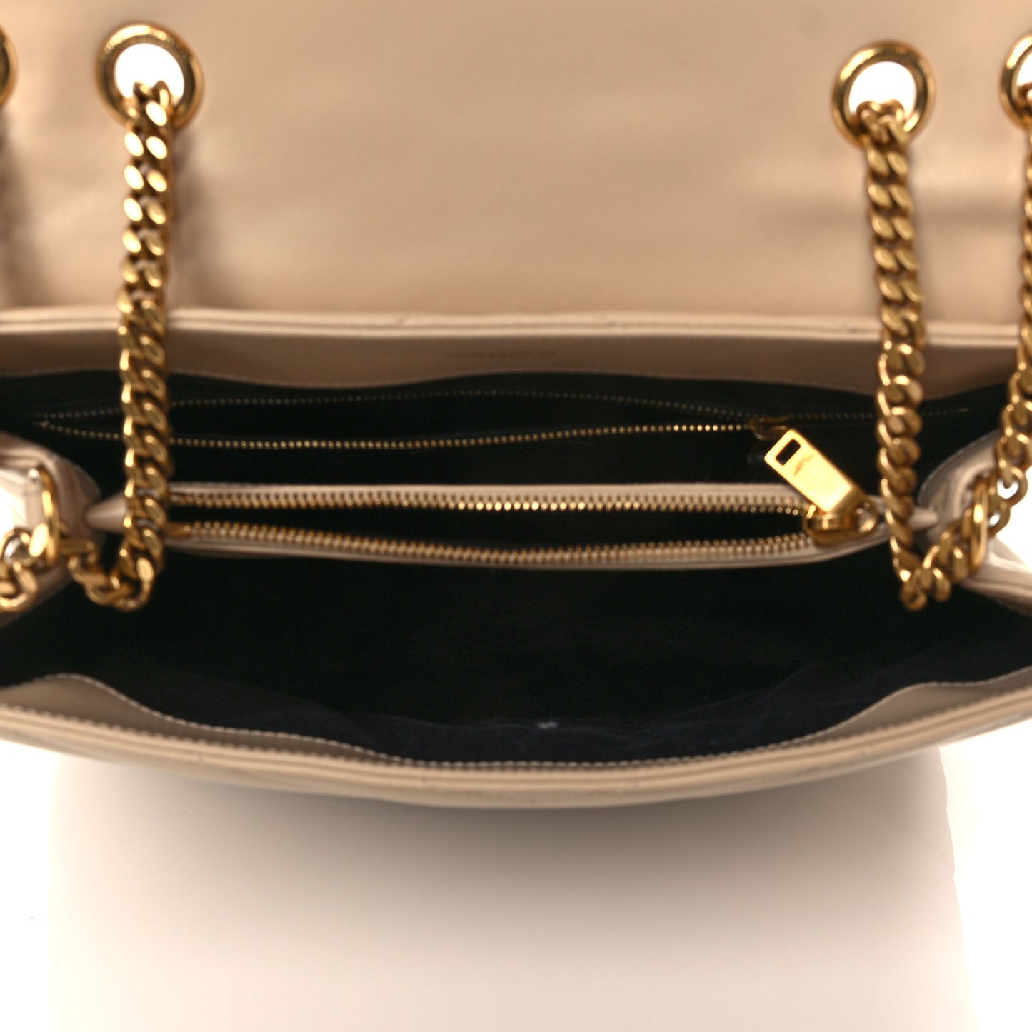 Calfskin Y Quilted Monogram Medium Loulou Chain Satchel Dark Beige