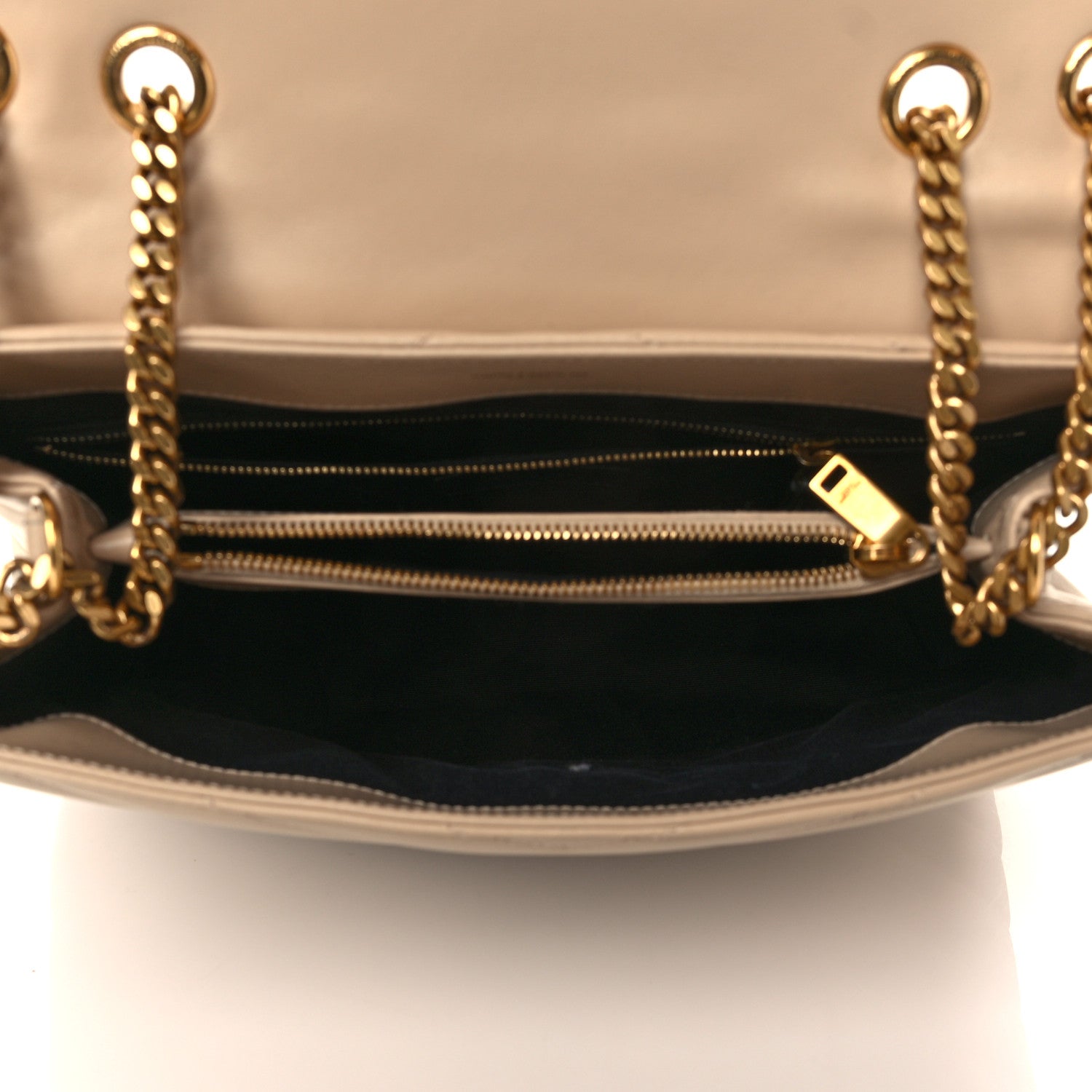 Saint Laurent Calfskin Y Quilted Monogram Medium Loulou Chain Satchel Dark Beige 5 of 7