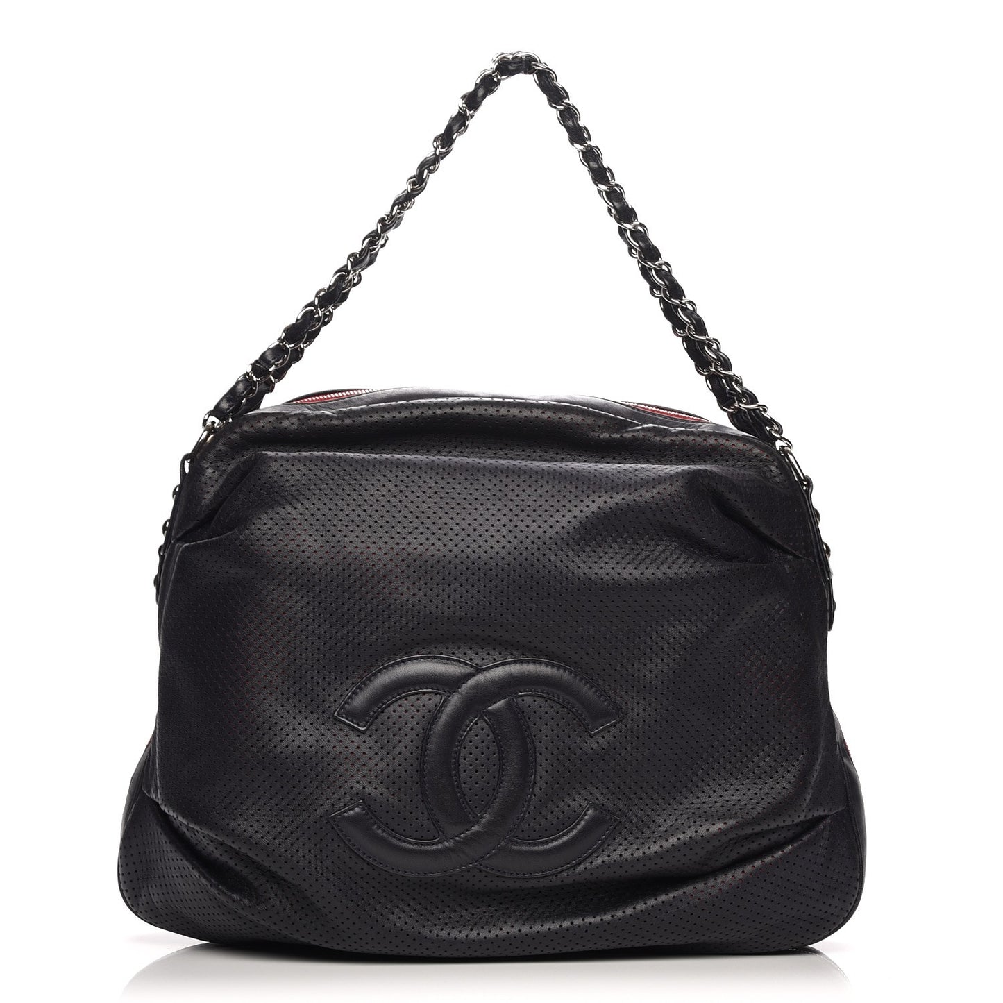 Perforated Lambskin Baseball Spirit Ligne Bag Navy