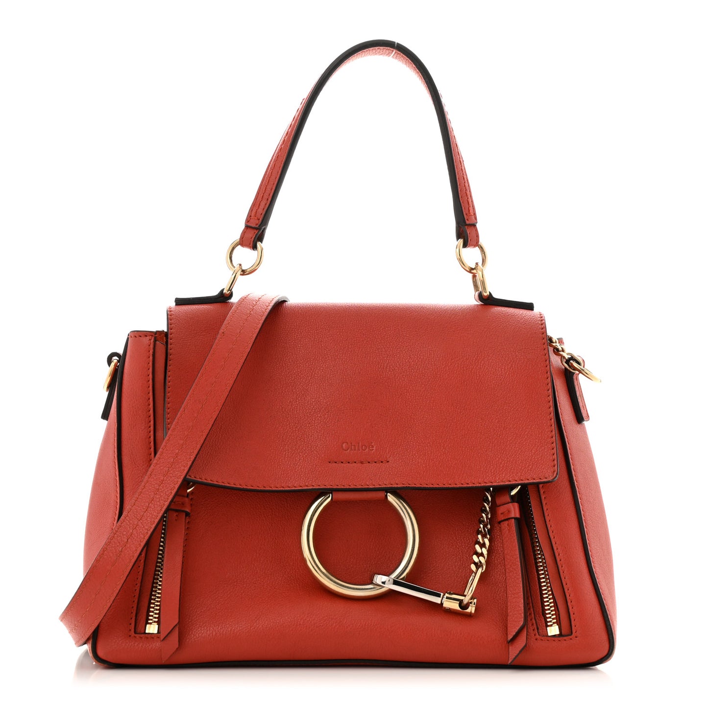 Calfskin Small Faye Day Shoulder Bag Dahlia Red