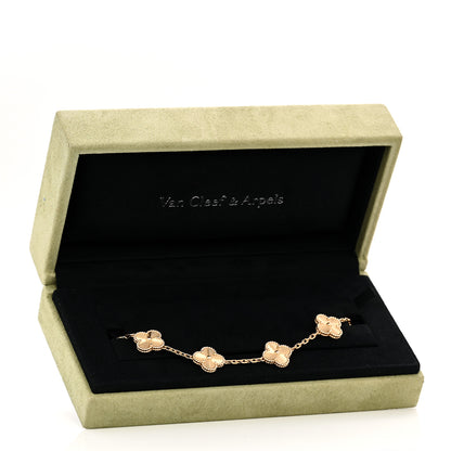 Van Cleef & Arpels 18K Yellow Gold 5 Motifs Guilloche Vintage Alhambra Bracelet 5 of 5