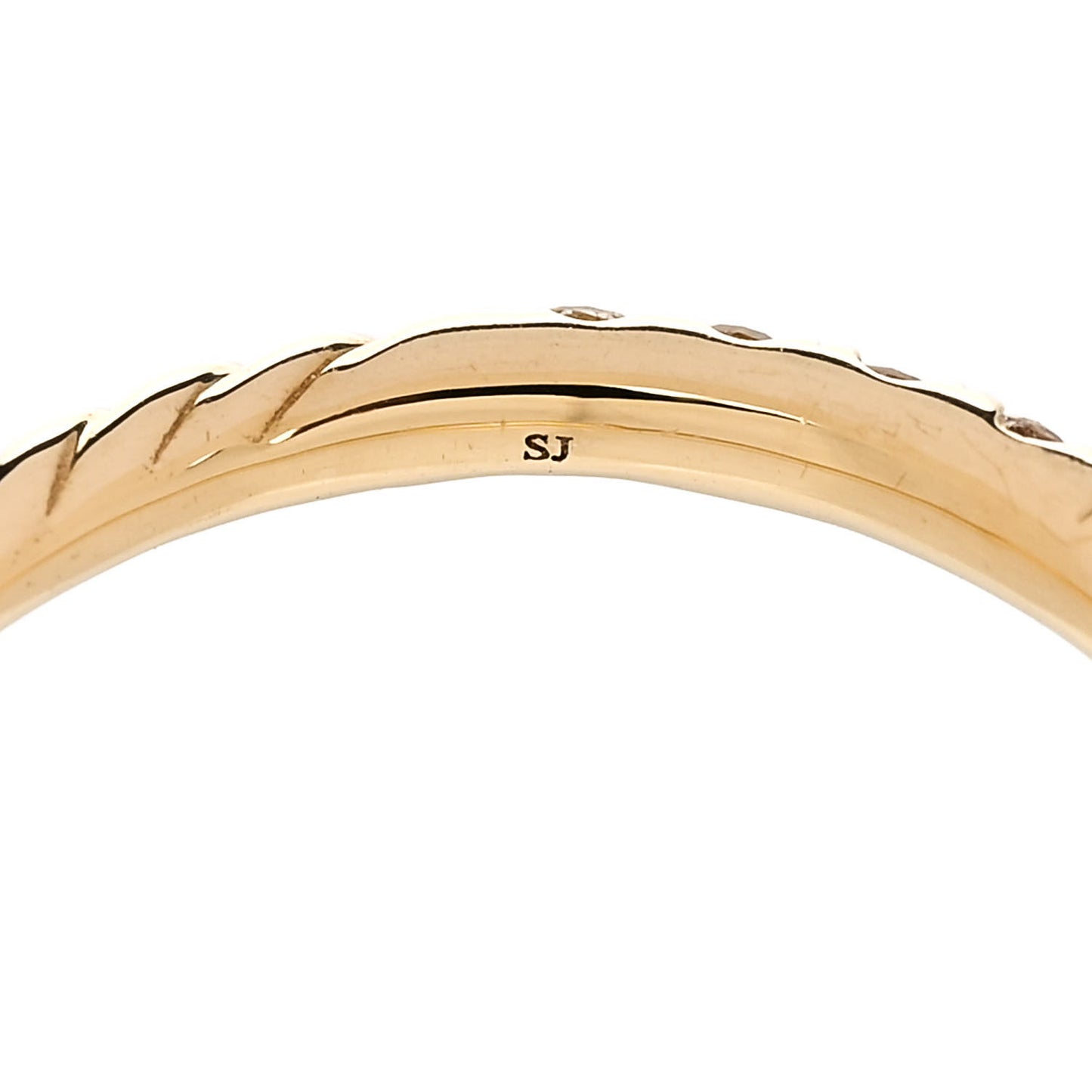 18K Yellow Gold Diamond 2mm Cable Collectibles Band Ring 54 7