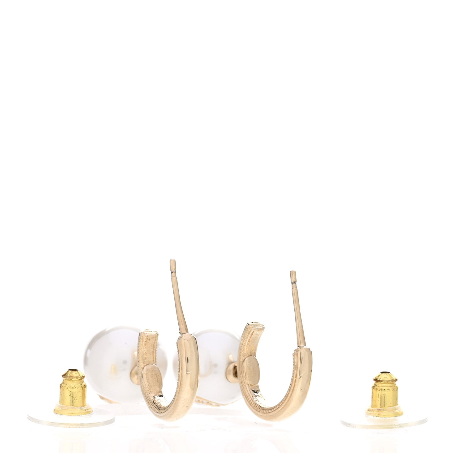 Pearl Crystal CC Drop Earrings Gold Pearly White