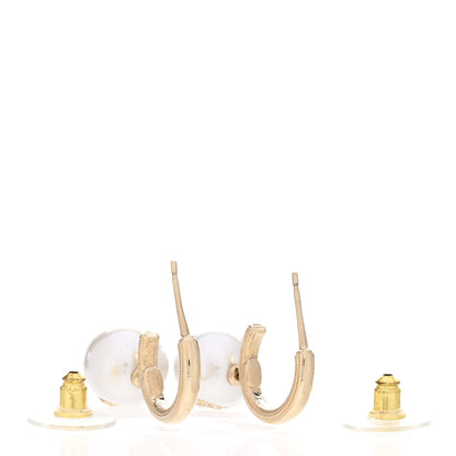 Chanel Pearl Crystal CC Drop Earrings Gold Pearly White 3 of 5