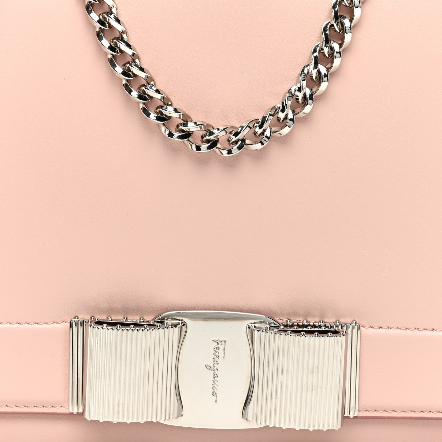 Smooth Calfskin Vara Bow Chain Flap Crossbody Pink