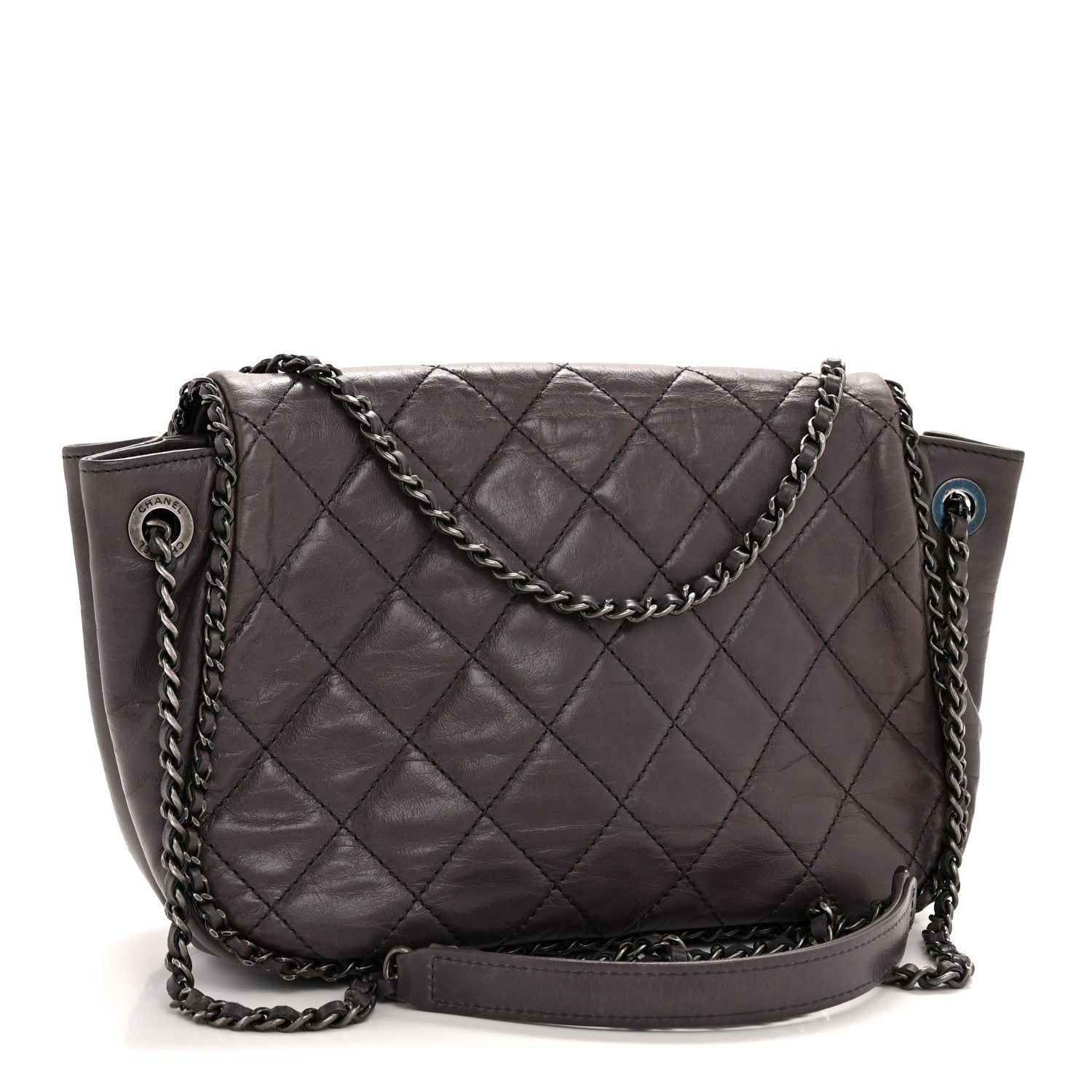 Chanel Calfskin Quilted Small CC Enchained Accordion Flap Purple 3 of 13