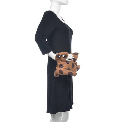 Loewe Nylon Polka Dot Print Cat Clutch Brown 2 of 9