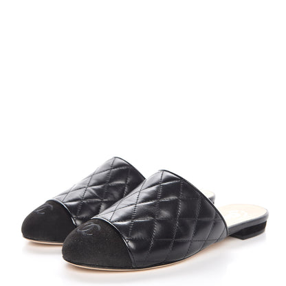 Chanel Lambskin Suede Quilted Mules 35 Black 3 of 9
