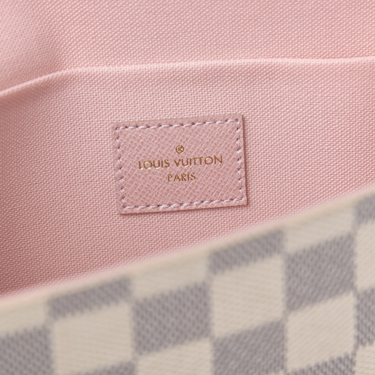 Damier Azur Pochette Felicie Chain Wallet Rose Ballerine