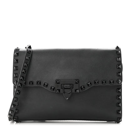 Valentino Garavani Vitello Monochrome Medium Rockstud Flip Lock Crossbody Bag Black 1 of 11