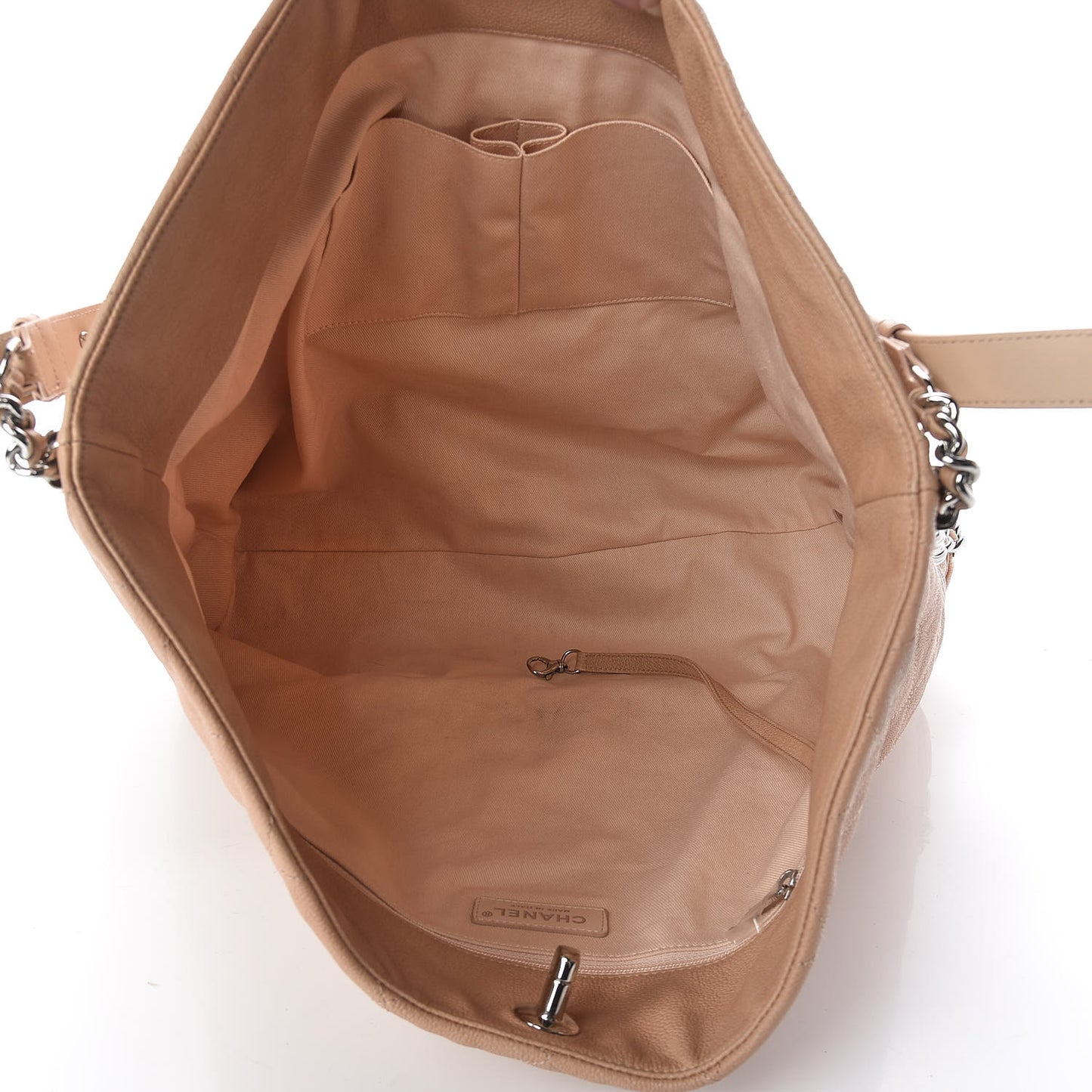 Grained Calfskin Stitched Large Braided With Style Hobo Beige