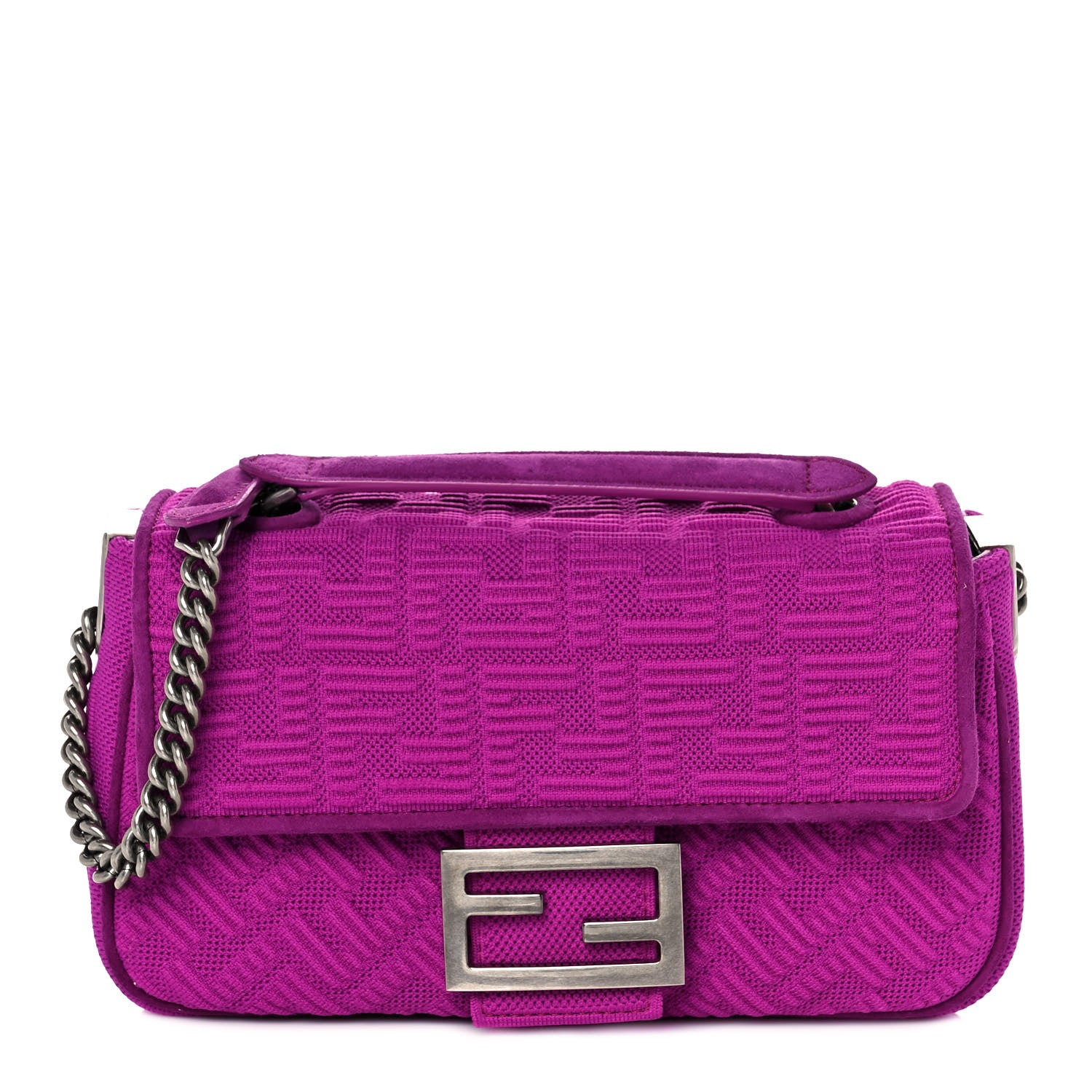Fendi Technical Fabric FF Midi Chain Baguette Bouganville 1 of 8