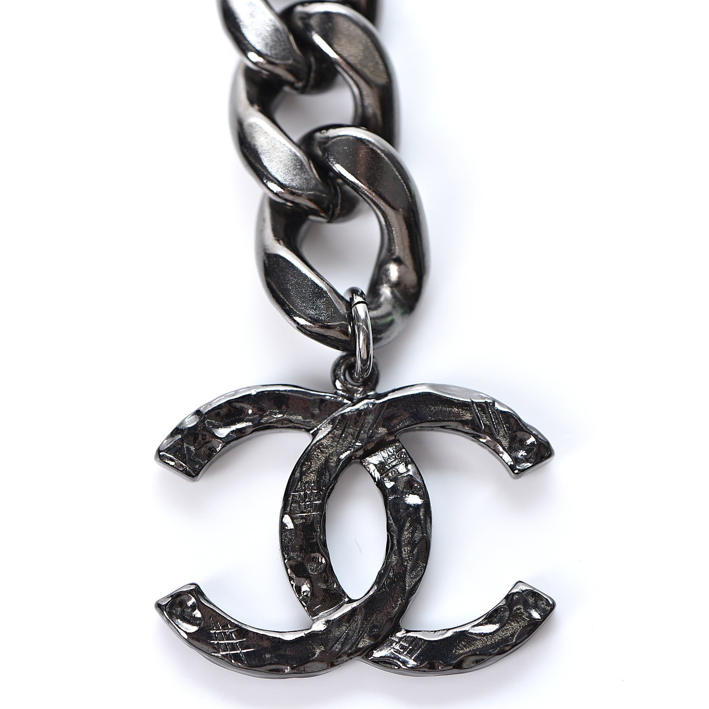 Metal CC Pick Drop Earrings Ruthenium