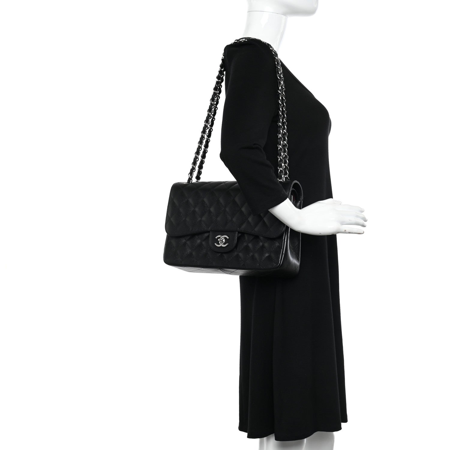 Chanel Caviar Quilted Jumbo Double Flap Black 2 of 11