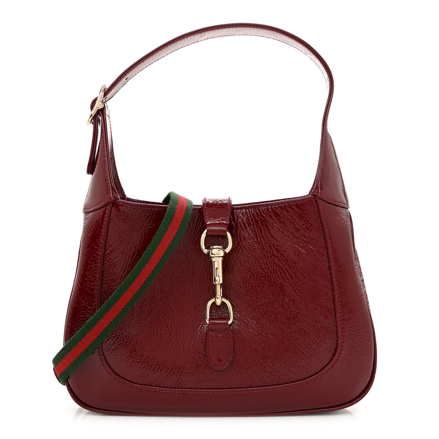 Patent Calfskin Small Jackie Shoulder Bag Rosso