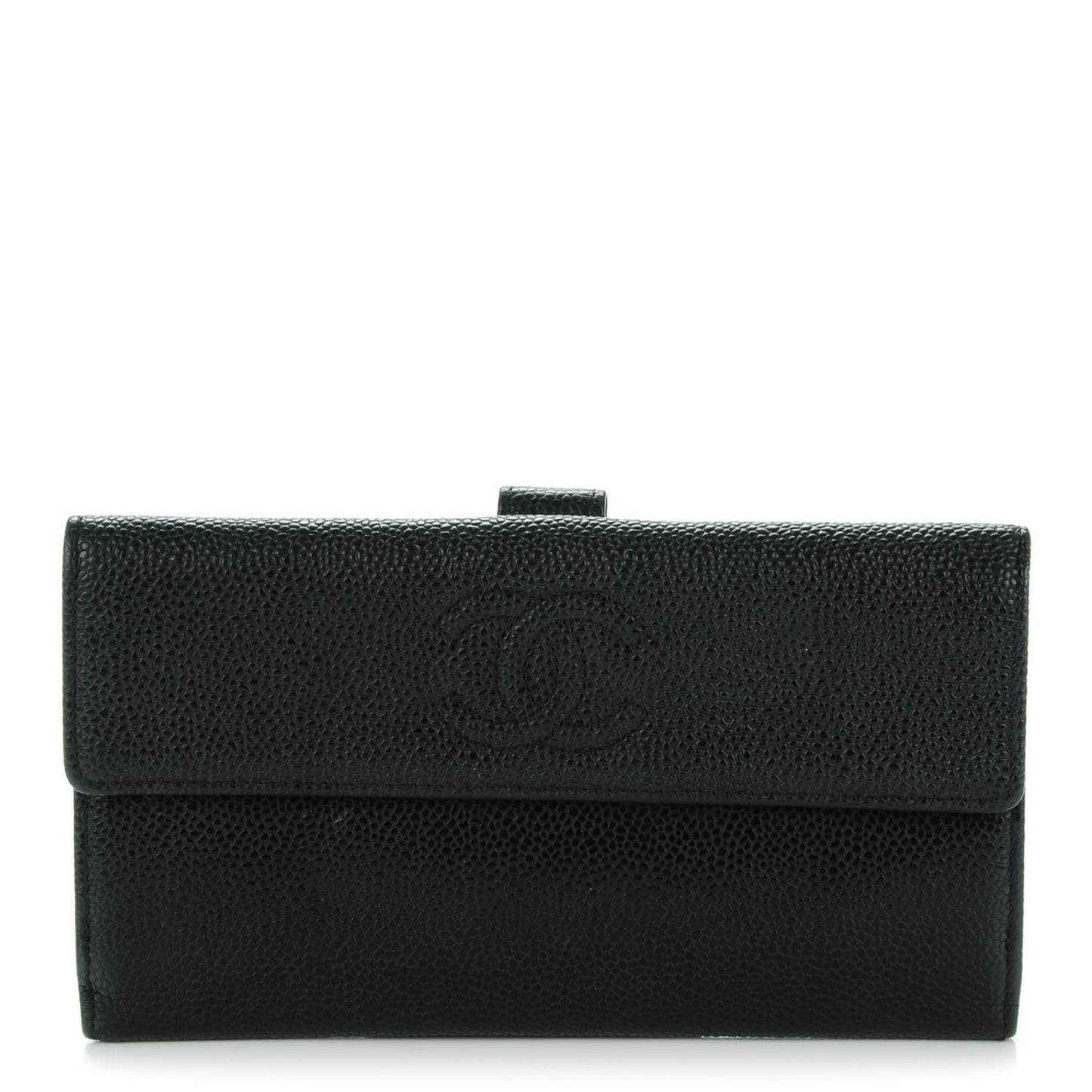 Caviar CC Long Flap Wallet Black