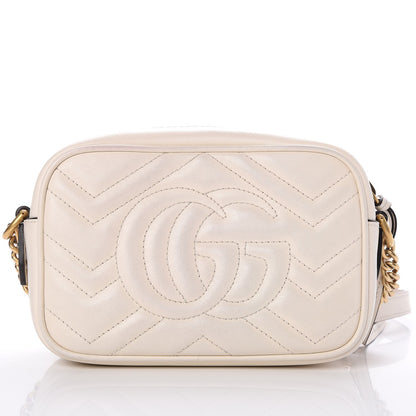 Gucci Calfskin Matelasse Mini GG Marmont Chain Shoulder Bag White 5 of 9