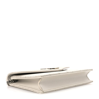 Saint Laurent Grain De Poudre Matelasse Chevron Monogram Envelope Chain Wallet Optical White 4 of 11