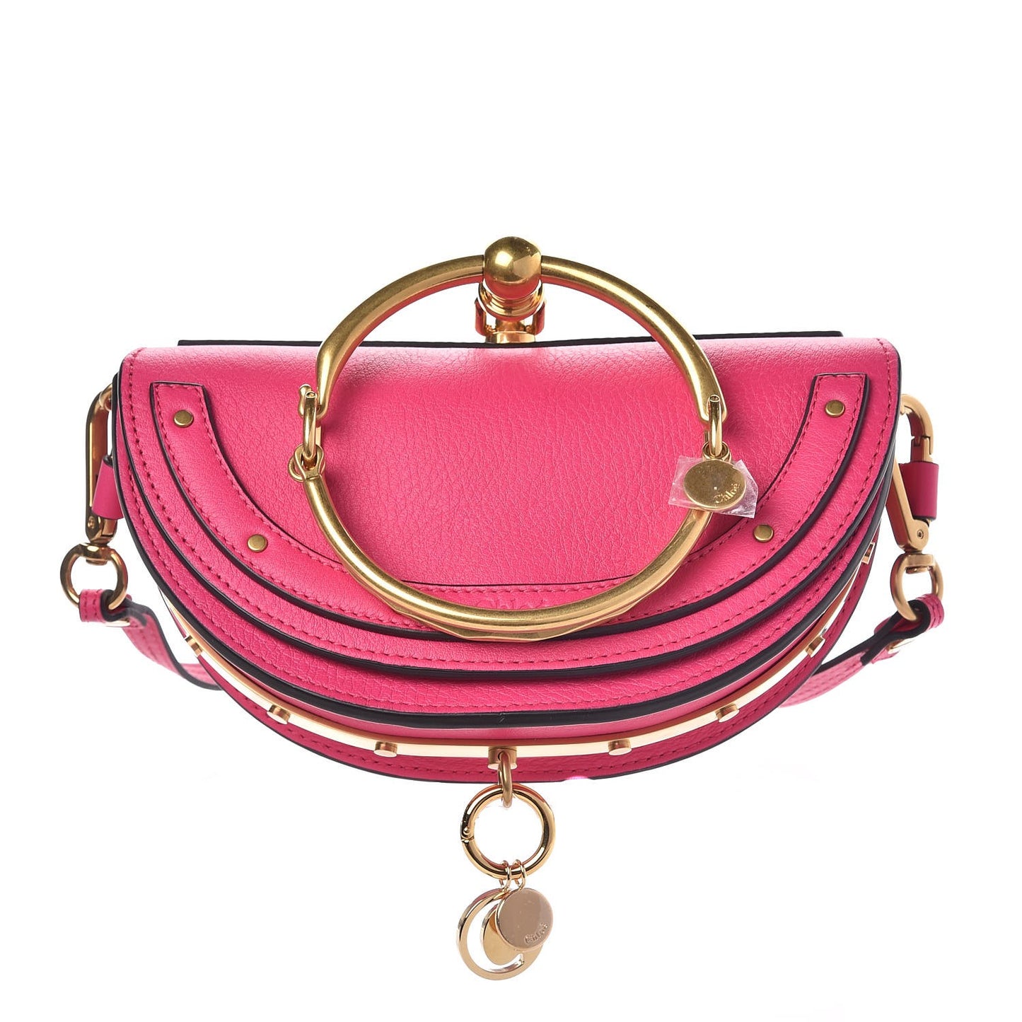 Calfskin Small Nile Bracelet Minaudiere Bag Fuchsia Rose
