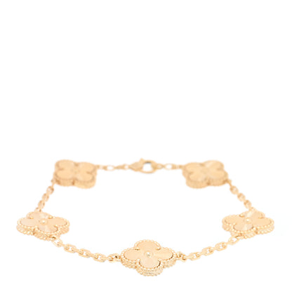 Van Cleef & Arpels 18K Yellow Gold 5 Motifs Guilloche Vintage Alhambra Bracelet 1 of 4