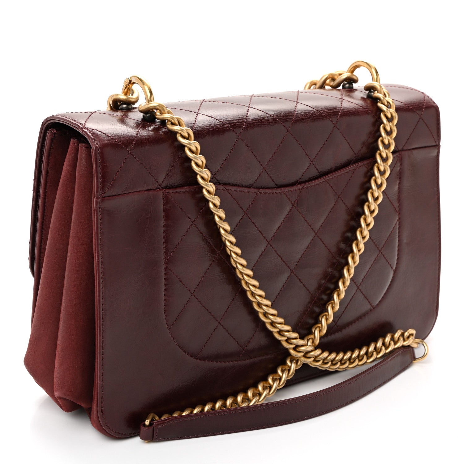 Chanel Calfskin Quilted Straight Lined Flap Burgundy 3 of 11
