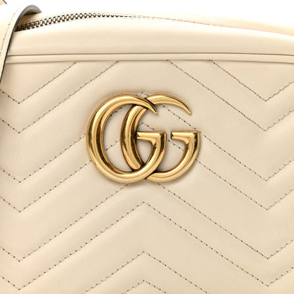 Gucci Calfskin Matelasse Small GG Marmont Chain Shoulder Bag White 8 of 11