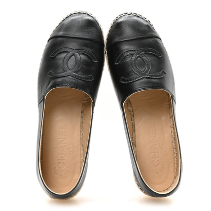Chanel Lambskin CC Espadrilles 37 Black 2 of 9