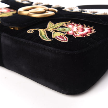 Gucci Velvet Matelasse Loved Embroidered Medium GG Marmont Shoulder Bag Black 8 of 10