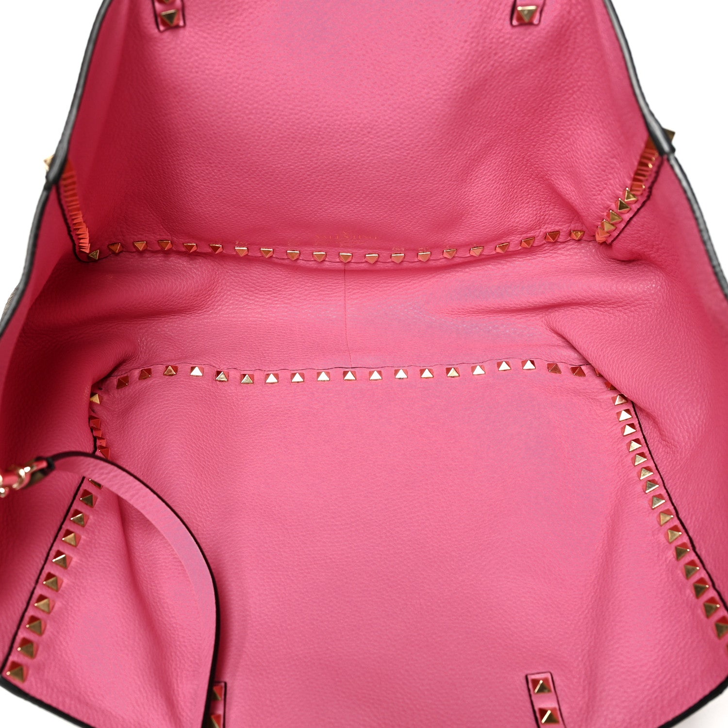 Valentino Garavani Grained Calfskin Medium Rockstud Reversible Tote Army Green Pink 5 of 16