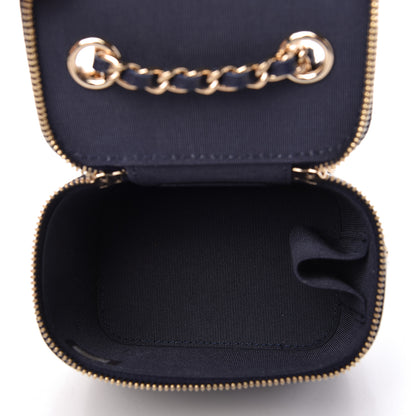 Chanel Caviar Quilted Mini Vanity Case With Chain Navy Blue 5 of 10