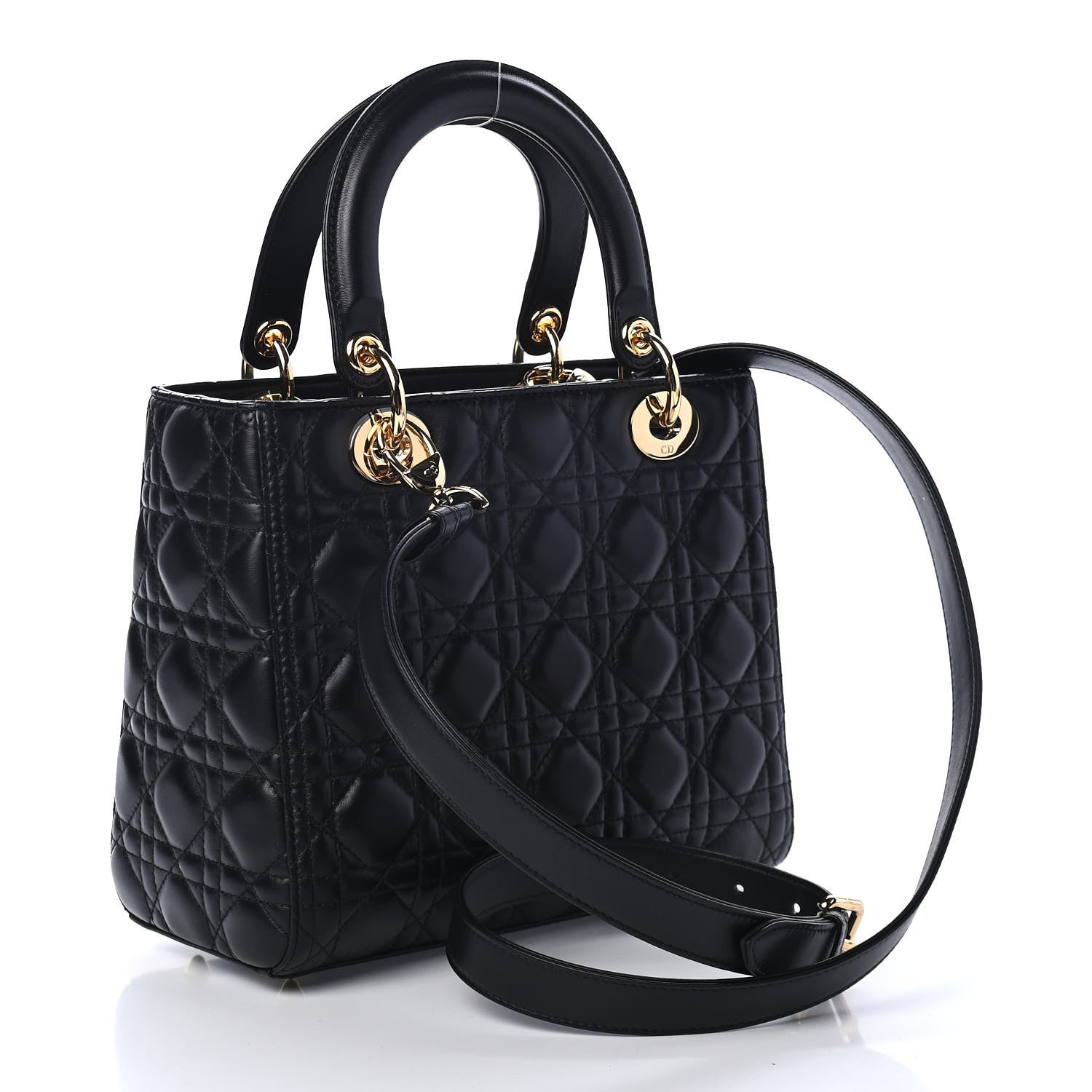 Christian Dior Lambskin Cannage Medium Lady Dior Black 2 of 4