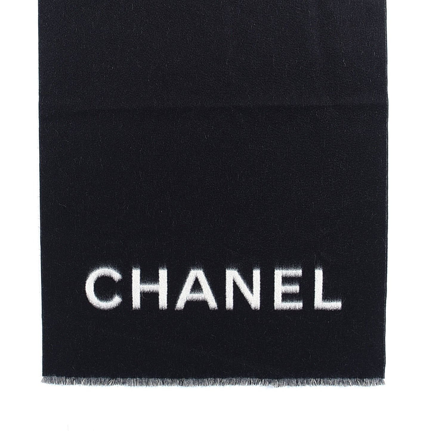 Cashmere CC Fringe Stole Black White