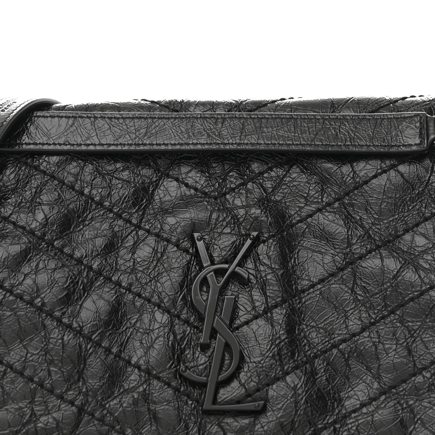 Saint Laurent Crinkled Calfskin Matelasse Monogram Medium Niki Chain Satchel Black 8 of 10
