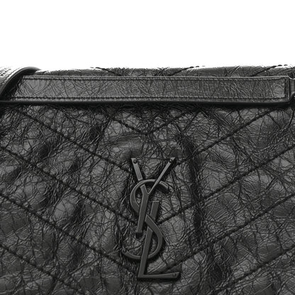 Saint Laurent Crinkled Calfskin Matelasse Monogram Medium Niki Chain Satchel Black 8 of 10
