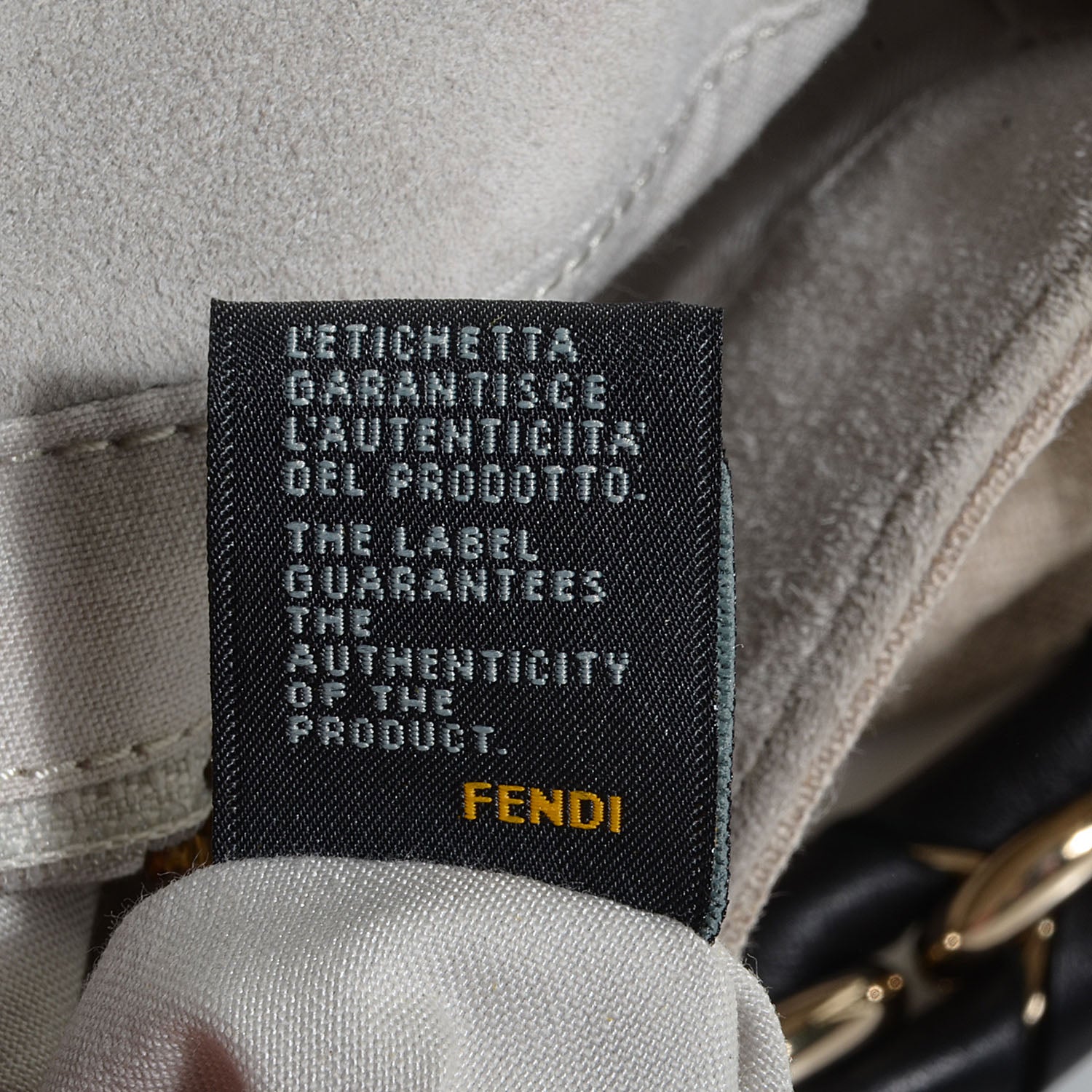 Fendi Linen Embroidered Mia Shoulder Flap Beige Black 8 of 9