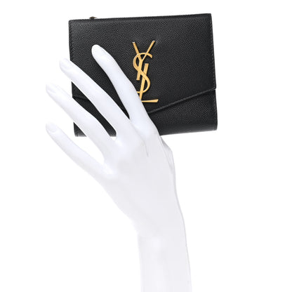 Saint Laurent Grain De Poudre Monogram Bi-Fold Wallet Black 2 of 10