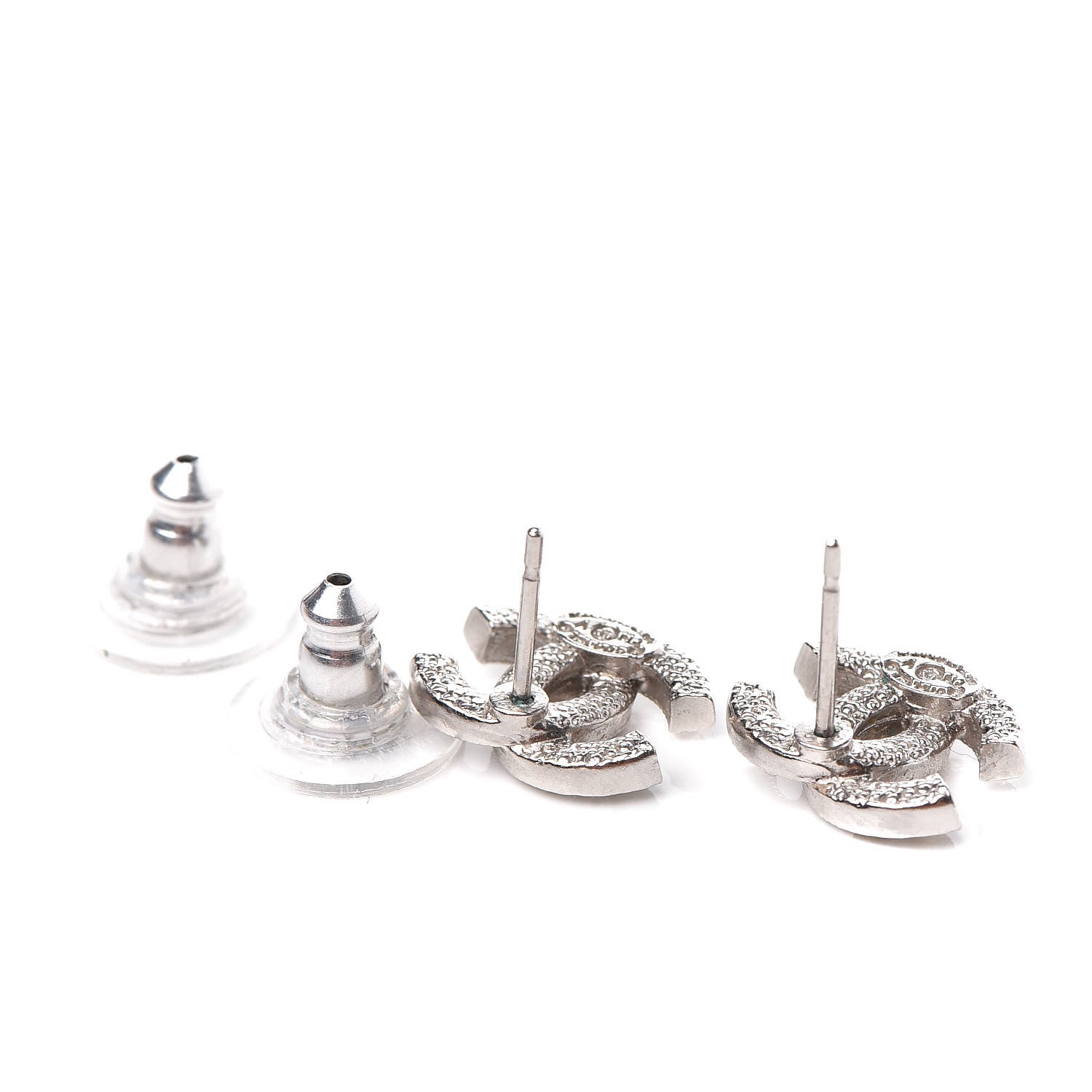Chanel Crystal CC Earrings Silver 4 of 5