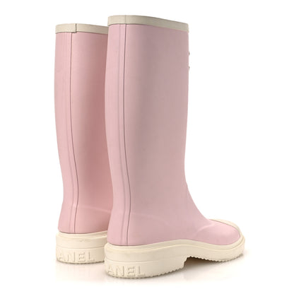 Chanel Caoutchouk CC High Boots 40 Light Pink White 5 of 15