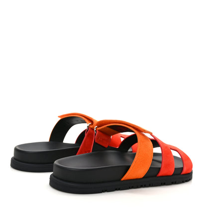 Hermes Suede Goatskin Womens Chypre Sandals 37 Rouge Ecarlate 4 of 8