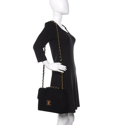 Chanel Velvet Quilted Jumbo Single Flap Black 3 of 20