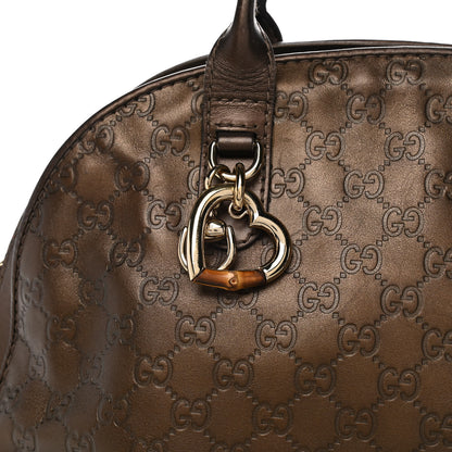Gucci Metallic Guccissima Heart Bit Charm Dome Satchel Bronze 9 of 16