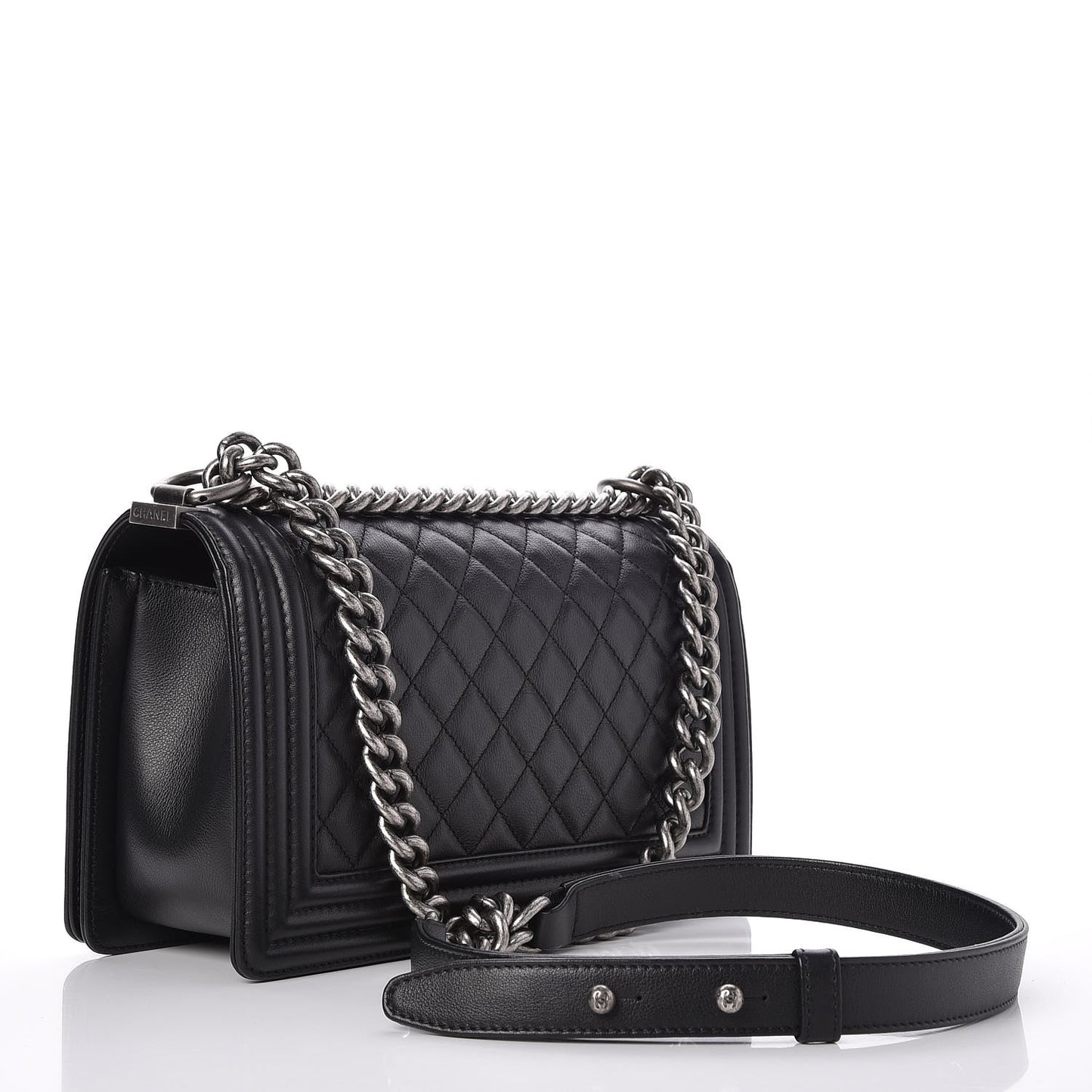 Calfskin Quilted Medium Boy Flap Black