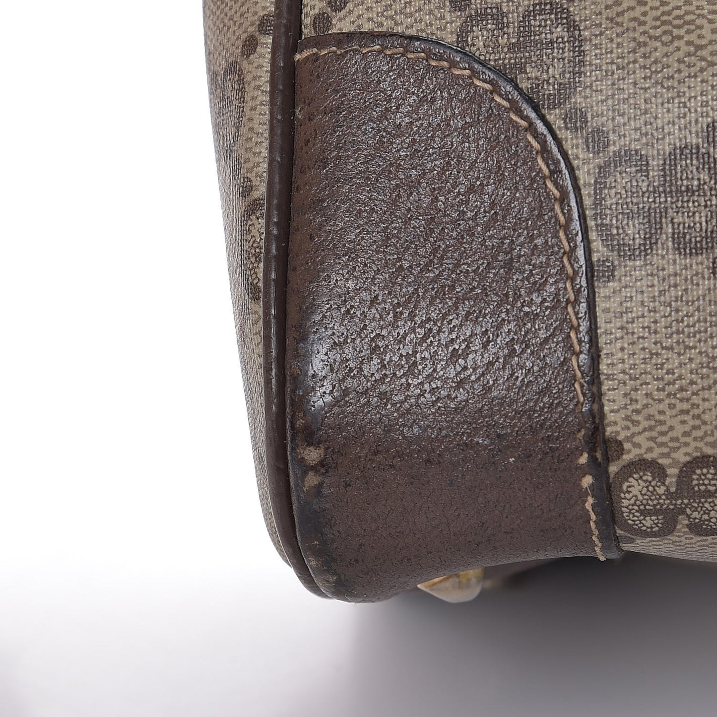 GG Plus Monogram Vintage Web Small Boston Dark Brown