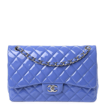Chanel Patent Quilted Jumbo Double Flap Blue 1 of 7