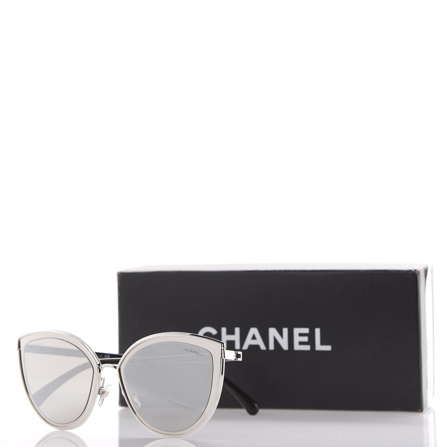 Metal Cat Eye Sunglasses 4222 Silver Black